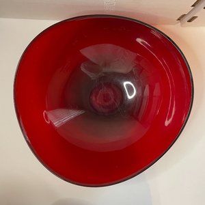 Wovo Large Bowl 14" x 5" Oval Wavy Red‎ MCM Salad Popcorn Display